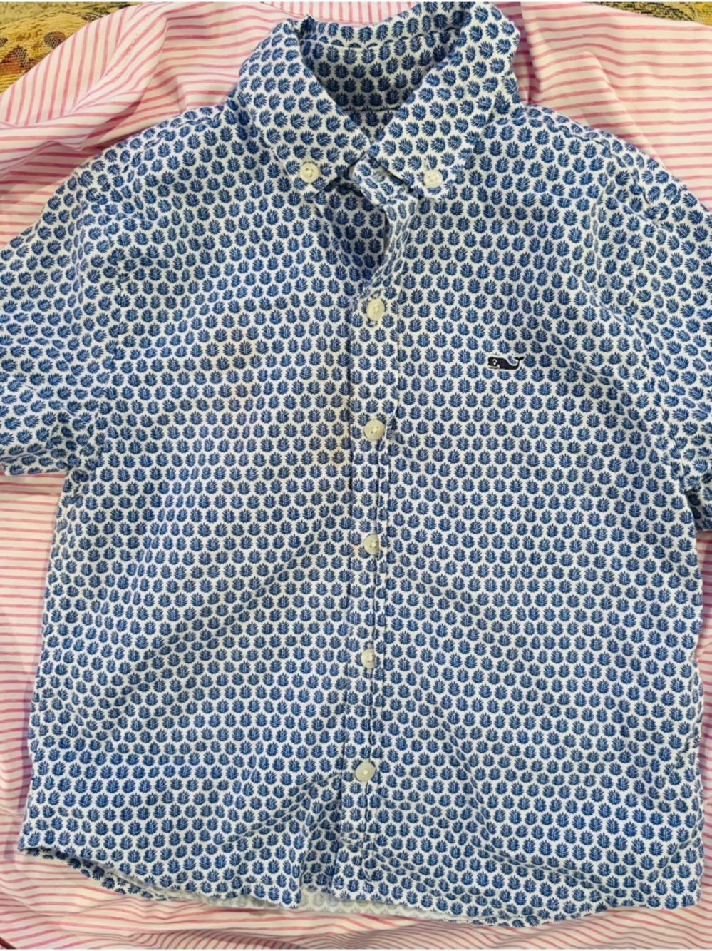 Vineyard Vines Blue & White Printed Button-Down Shirt